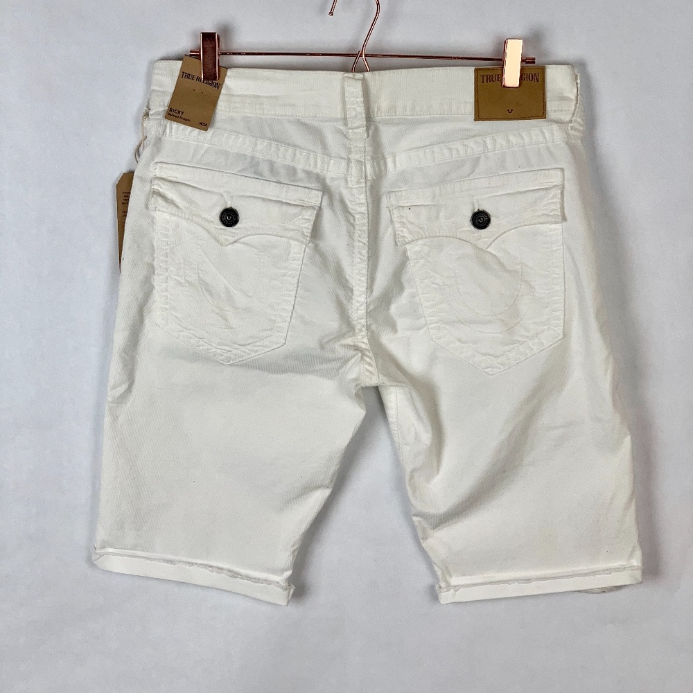 True Religion Mens Relaxed Straight White Shorts